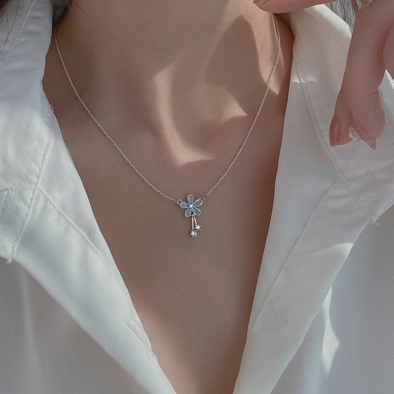 Elegant Sterling Silver Flower Pendant Necklace - Aurora Adorn