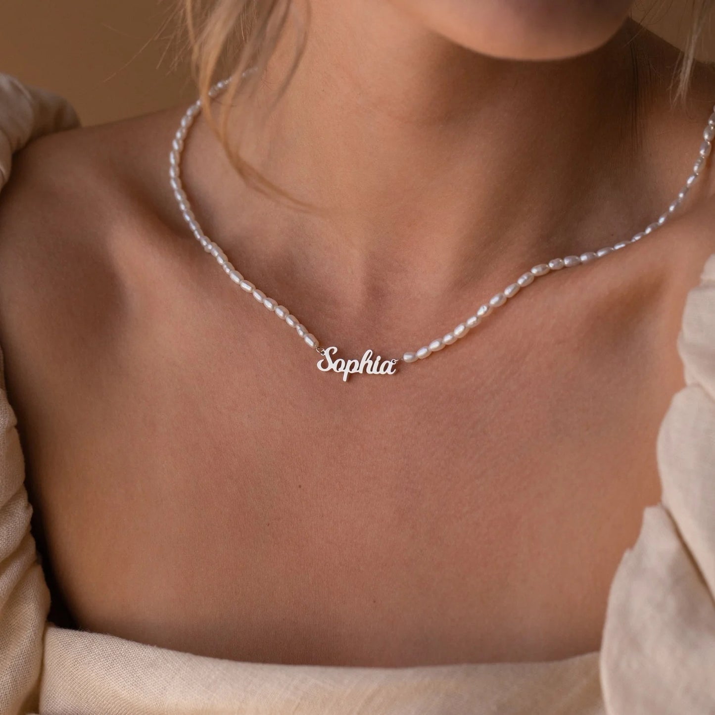 Personalized Custom Name Pendant Fashion Pearl Beaded Necklace For Women - Aurora Adorn
