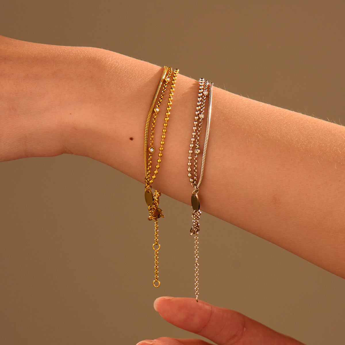 18K Gold Plated Stainless Steel Bracelet – Elegant Layered Chain Anklet/Bracelet for Women - Aurora Adorn