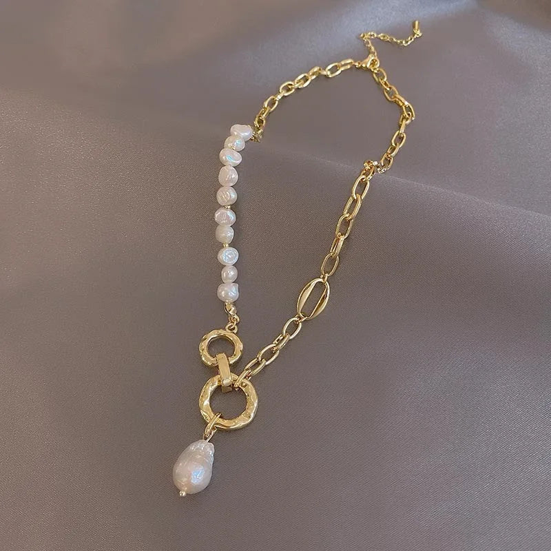 Gold Chain & Pearl Pendant Necklace - Aurora Adorn
