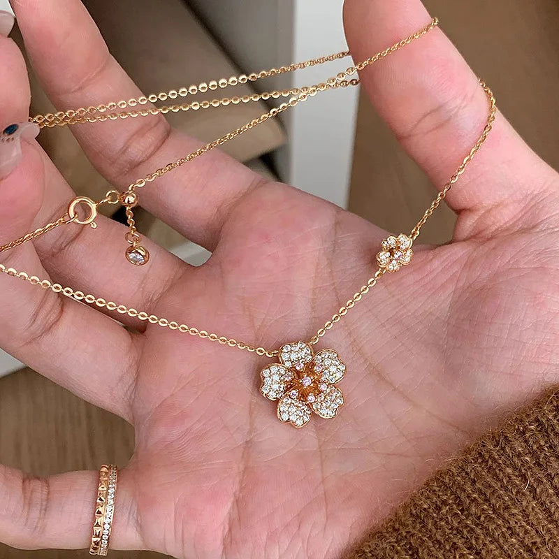 Vintage Flower Necklace bracelet for women Light Luxury - Aurora Adorn