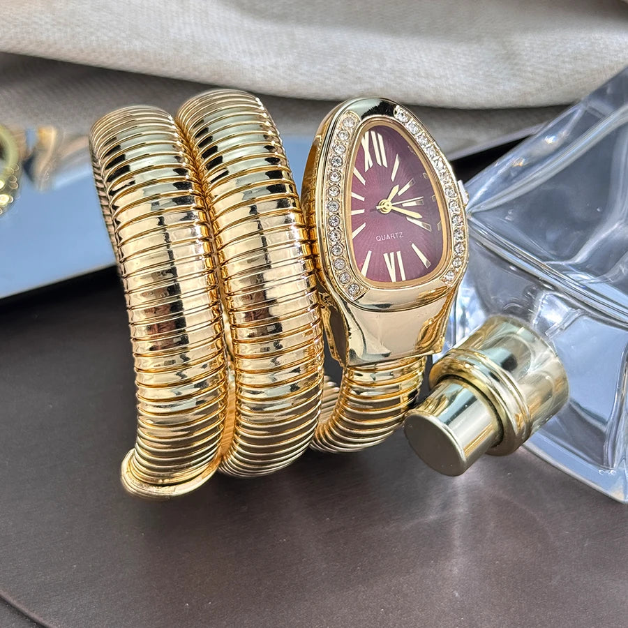 Luxury Snake Coil Bracelet Watch quartz - Aurora Adorn