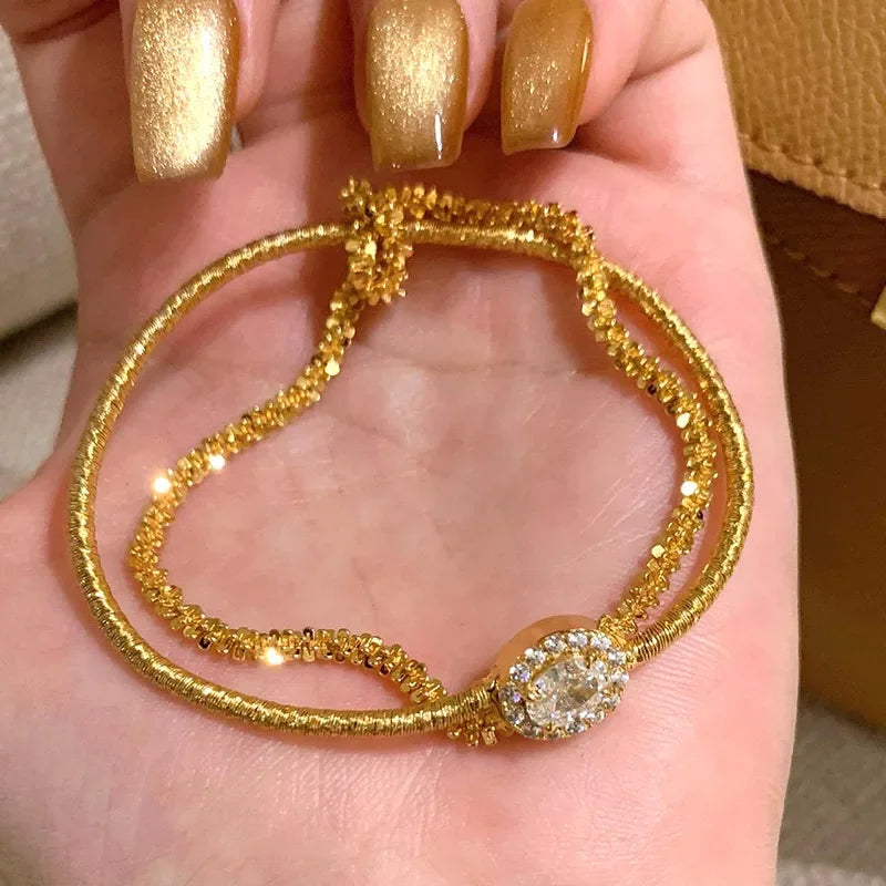 Double Layer Crystal Bracelet – Silver Plated Women’s Jewelry