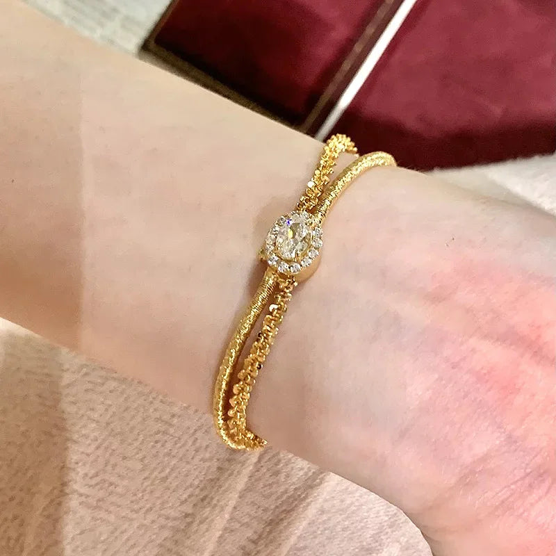 Double Layer Crystal Bracelet – Silver Plated Women’s Jewelry