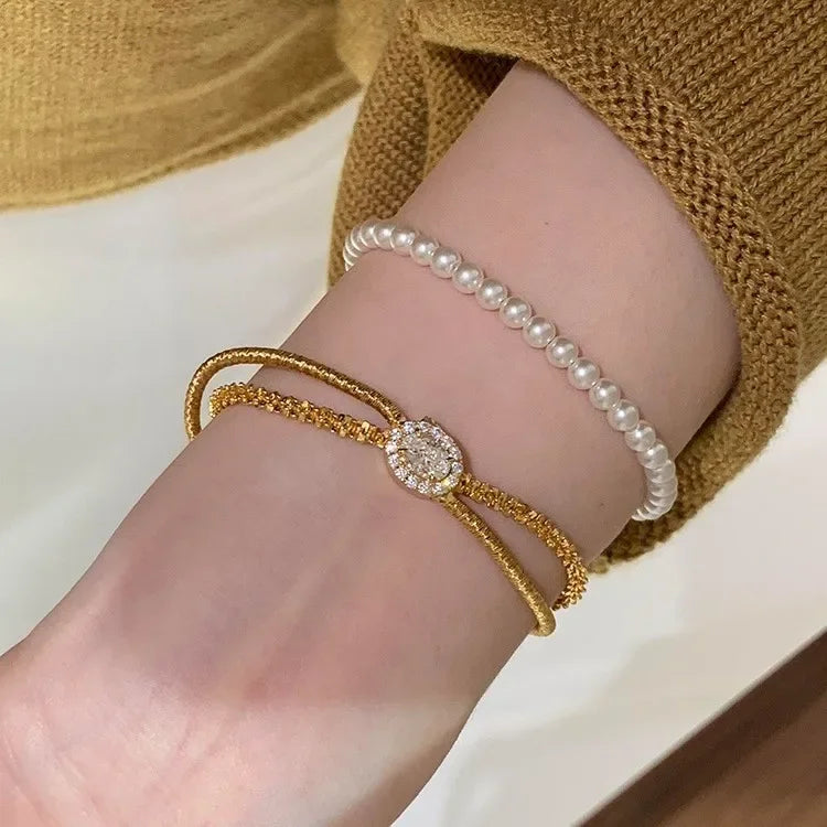 Double Layer Crystal Bracelet – Silver Plated Women’s Jewelry
