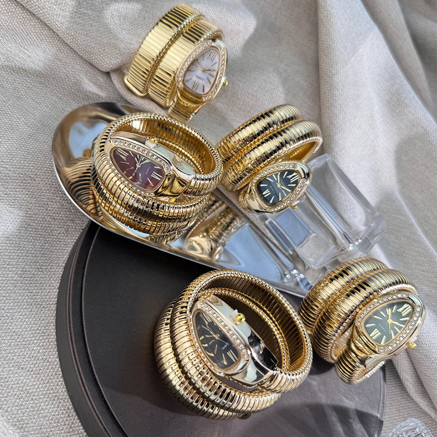 Luxury Snake Coil Bracelet Watch quartz - Aurora Adorn