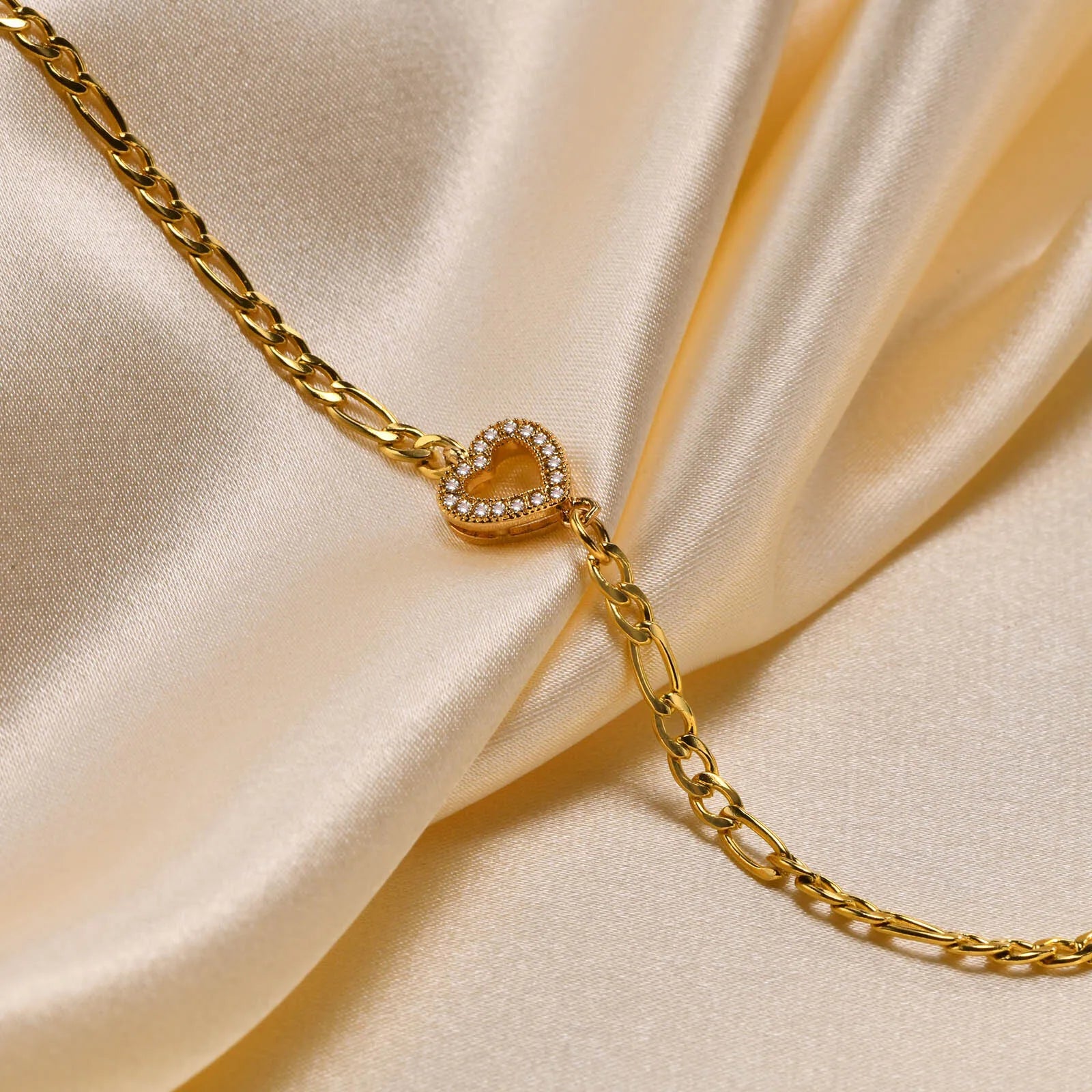 Heart Charm Bracelet – Silver Gold Plated Women’s Chain Jewelry - Aurora Adorn