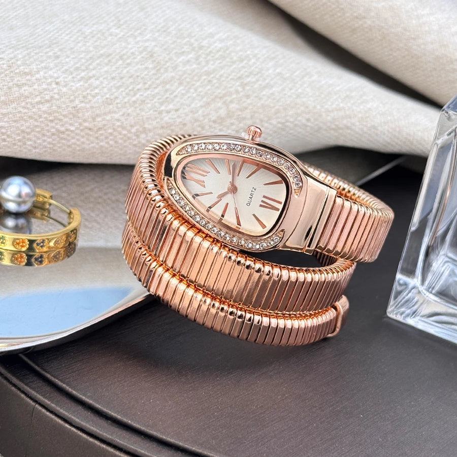 Luxury Snake Coil Bracelet Watch quartz - Aurora Adorn