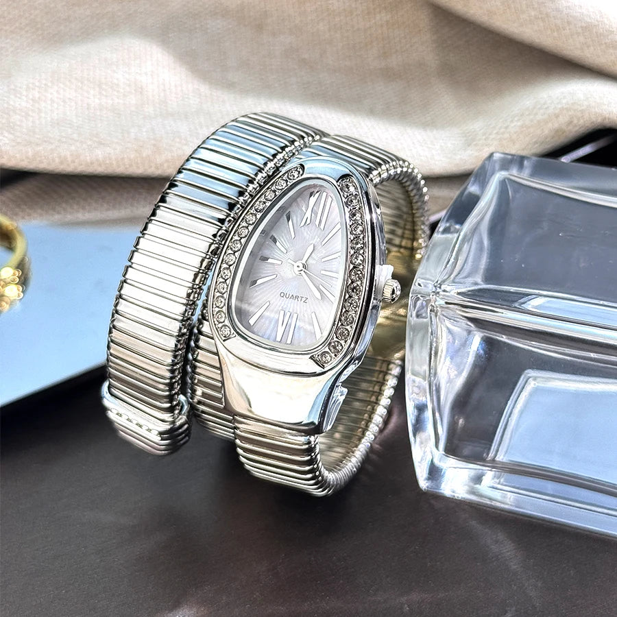 Luxury Snake Coil Bracelet Watch quartz - Aurora Adorn