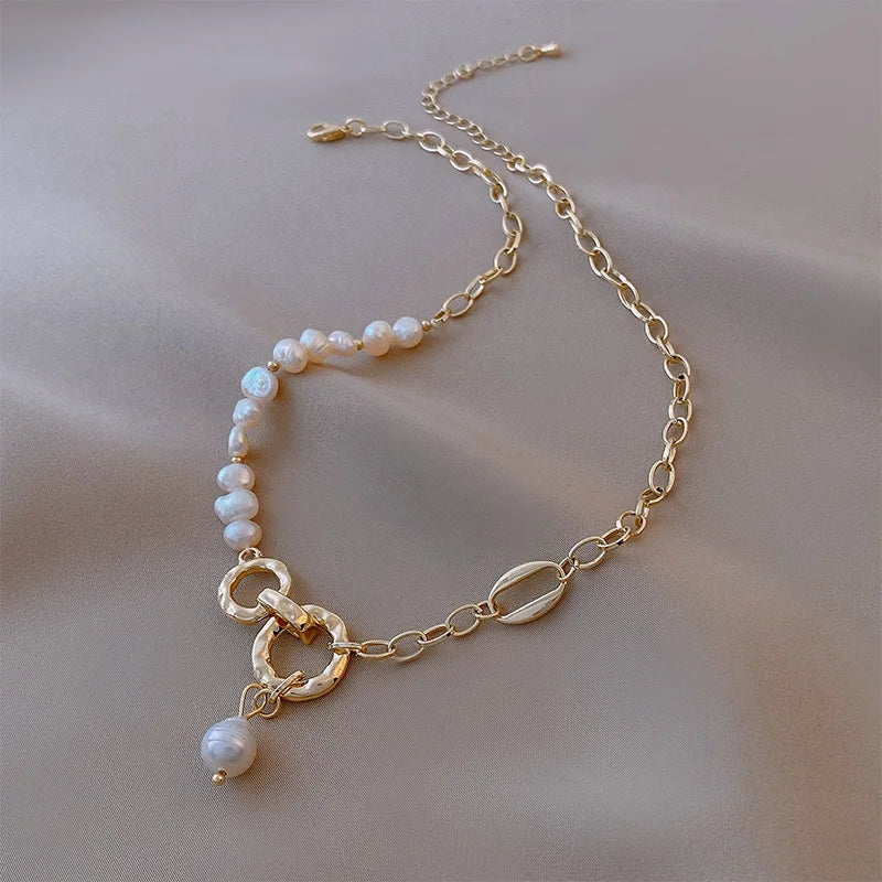 Gold Chain & Pearl Pendant Necklace - Aurora Adorn
