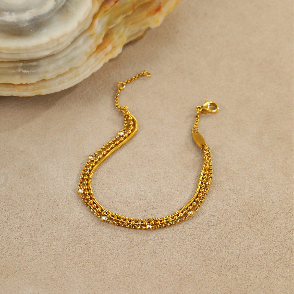 18K Gold Plated Stainless Steel Bracelet – Elegant Layered Chain Anklet/Bracelet for Women - Aurora Adorn