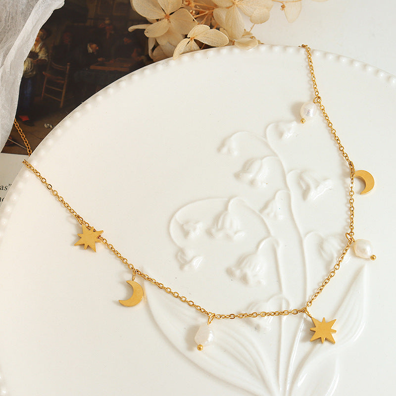 Celestial Pearl Choker Necklace - Aurora Adorn
