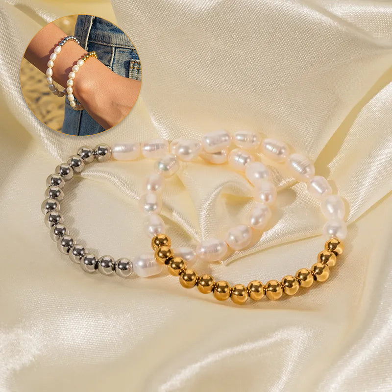 Stainless Steel & Pearl Beaded Bracelets - Aurora Adorn