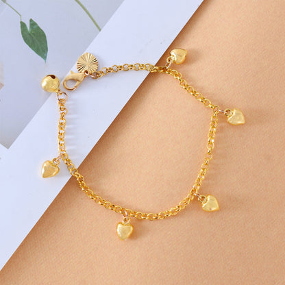 Gold Alloy Heart Charm Bracelet - Aurora Adorn