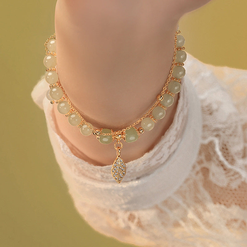 Elegant Green Jade Beaded Bracelet - Aurora Adorn
