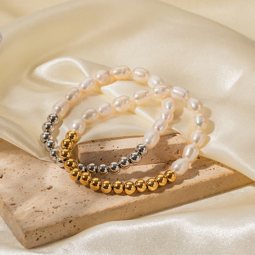 Stainless Steel & Pearl Beaded Bracelets - Aurora Adorn