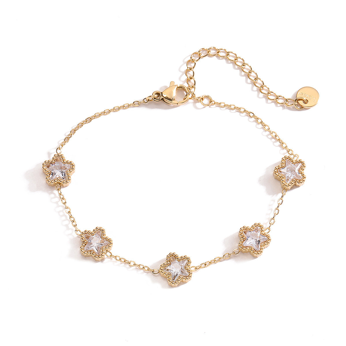 Elegant Gold Chain Bracelets with Green & White Crystal Charms - Aurora Adorn