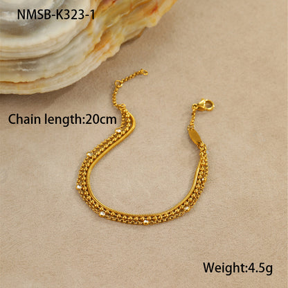 18K Gold Plated Stainless Steel Bracelet – Elegant Layered Chain Anklet/Bracelet for Women - Aurora Adorn