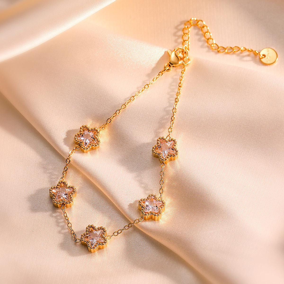 Elegant Gold Chain Bracelets with Green & White Crystal Charms - Aurora Adorn