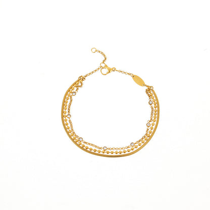 18K Gold Plated Stainless Steel Bracelet – Elegant Layered Chain Anklet/Bracelet for Women - Aurora Adorn