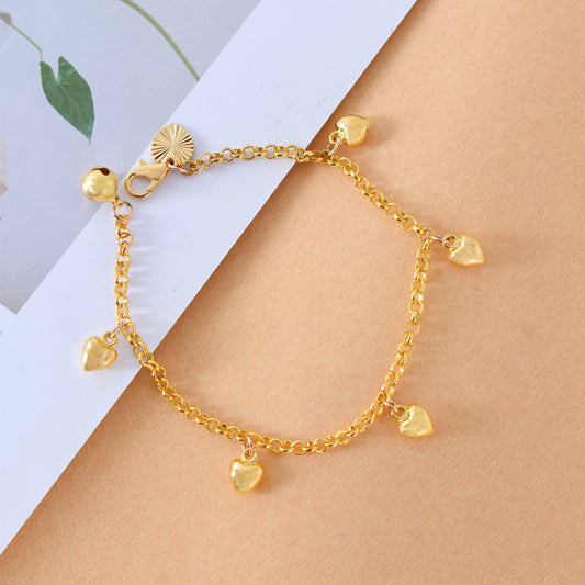 Gold Alloy Heart Charm Bracelet - Aurora Adorn