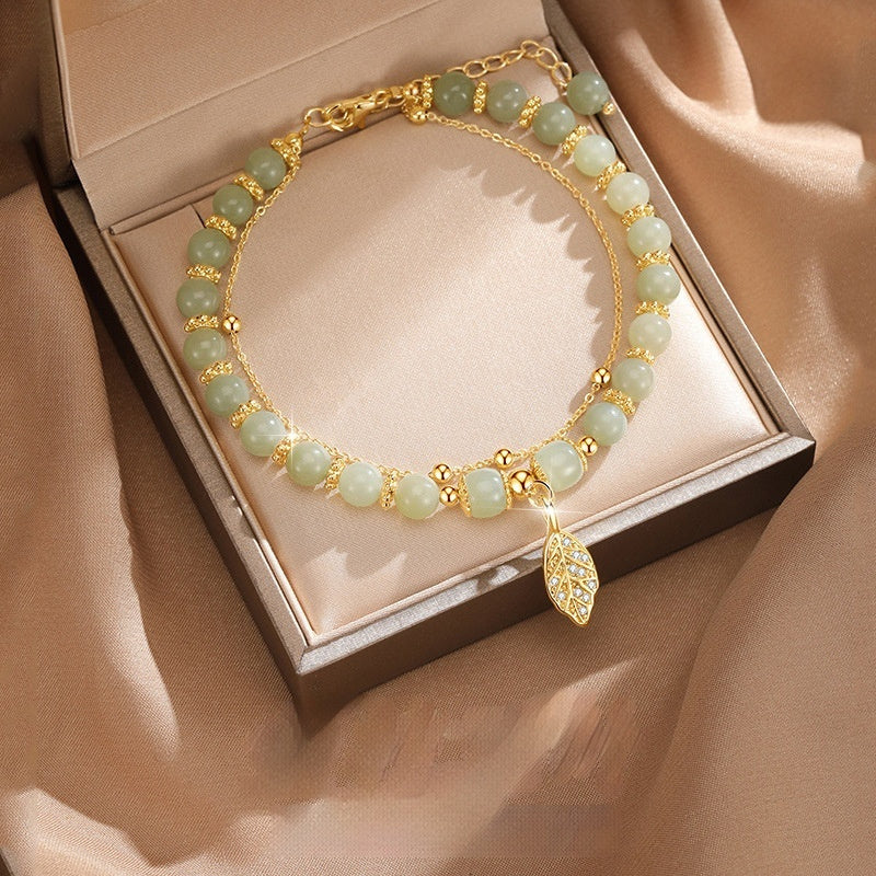 Elegant Green Jade Beaded Bracelet - Aurora Adorn