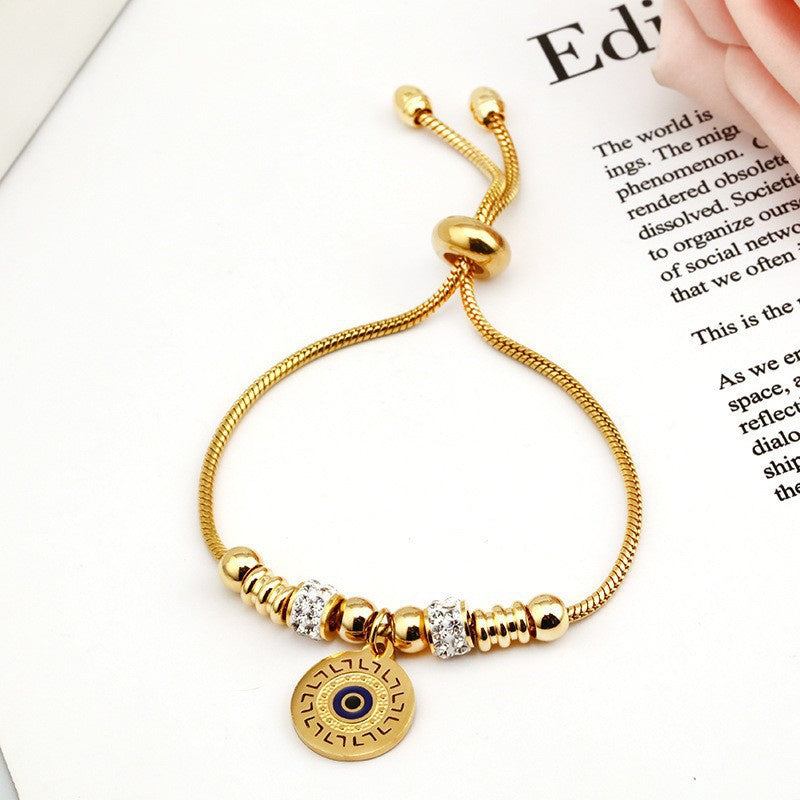 Gold Evil Eye Bracelet with Crystal Accents - Aurora Adorn