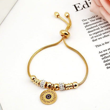 Gold Evil Eye Bracelet with Crystal Accents - Aurora Adorn