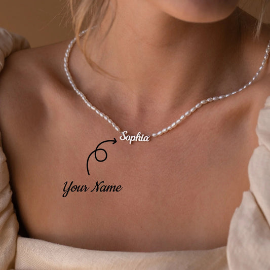 Personalized Custom Name Pendant Fashion Pearl Beaded Necklace For Women - Aurora Adorn