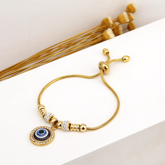 Gold Evil Eye Bracelet with Crystal Accents - Aurora Adorn