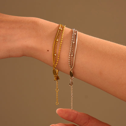 18K Gold Plated Stainless Steel Bracelet – Elegant Layered Chain Anklet/Bracelet for Women - Aurora Adorn