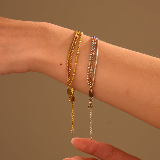 18K Gold Plated Stainless Steel Bracelet – Elegant Layered Chain Anklet/Bracelet for Women - Aurora Adorn