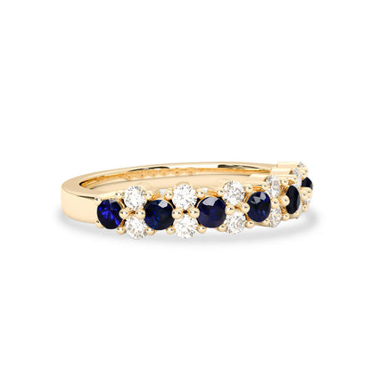 14K Gold Sapphire & Diamond Eternity Ring - Aurora Adorn