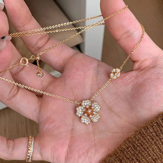 Vintage Flower Necklace bracelet for women Light Luxury - Aurora Adorn