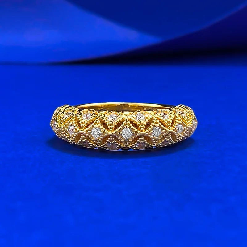 Luxury  Silver Ring – Gold Plated with Sparkling Stones - Aurora Adorn