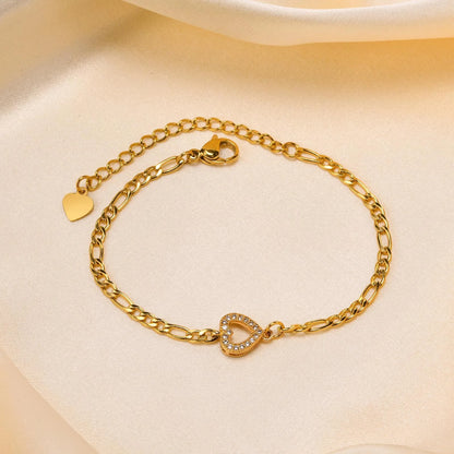 Heart Charm Bracelet – Silver Gold Plated Women’s Chain Jewelry
