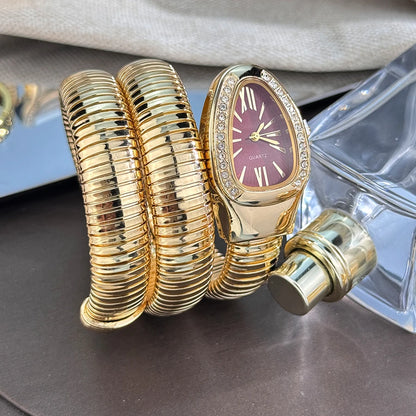 Luxury Snake Coil Bracelet Watch quartz - Aurora Adorn