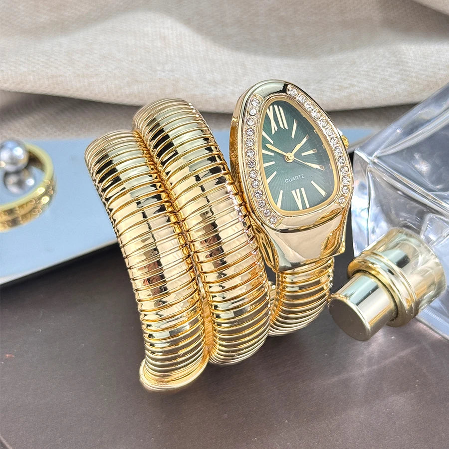 Luxury Snake Coil Bracelet Watch quartz - Aurora Adorn