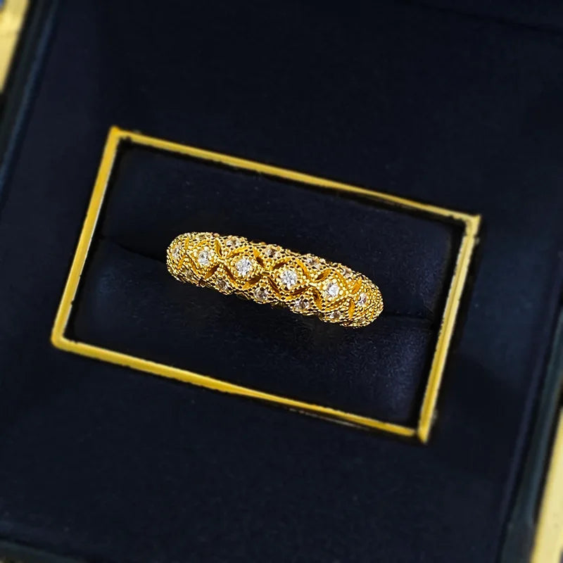 Luxury  Silver Ring – Gold Plated with Sparkling Stones - Aurora Adorn