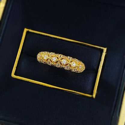 Luxury  Silver Ring – Gold Plated with Sparkling Stones - Aurora Adorn