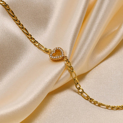 Heart Charm Bracelet – Silver Gold Plated Women’s Chain Jewelry