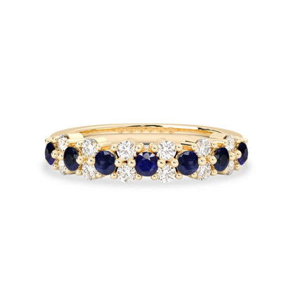 14K Gold Sapphire & Diamond Eternity Ring - Aurora Adorn