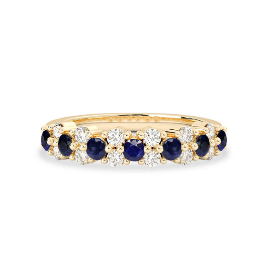 14K Gold Sapphire & Diamond Eternity Ring - Aurora Adorn