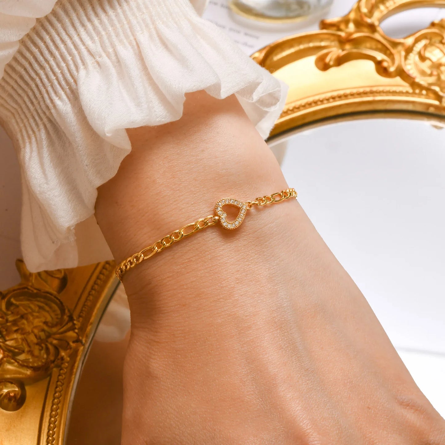Heart Charm Bracelet – Silver Gold Plated Women’s Chain Jewelry