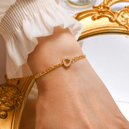 Heart Charm Bracelet – Silver Gold Plated Women’s Chain Jewelry