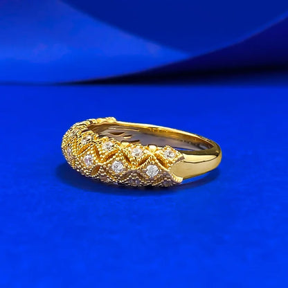 Luxury  Silver Ring – Gold Plated with Sparkling Stones - Aurora Adorn