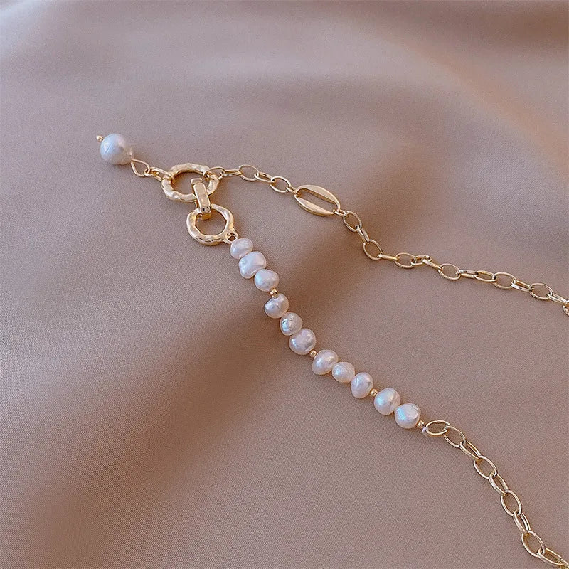Gold Chain & Pearl Pendant Necklace - Aurora Adorn