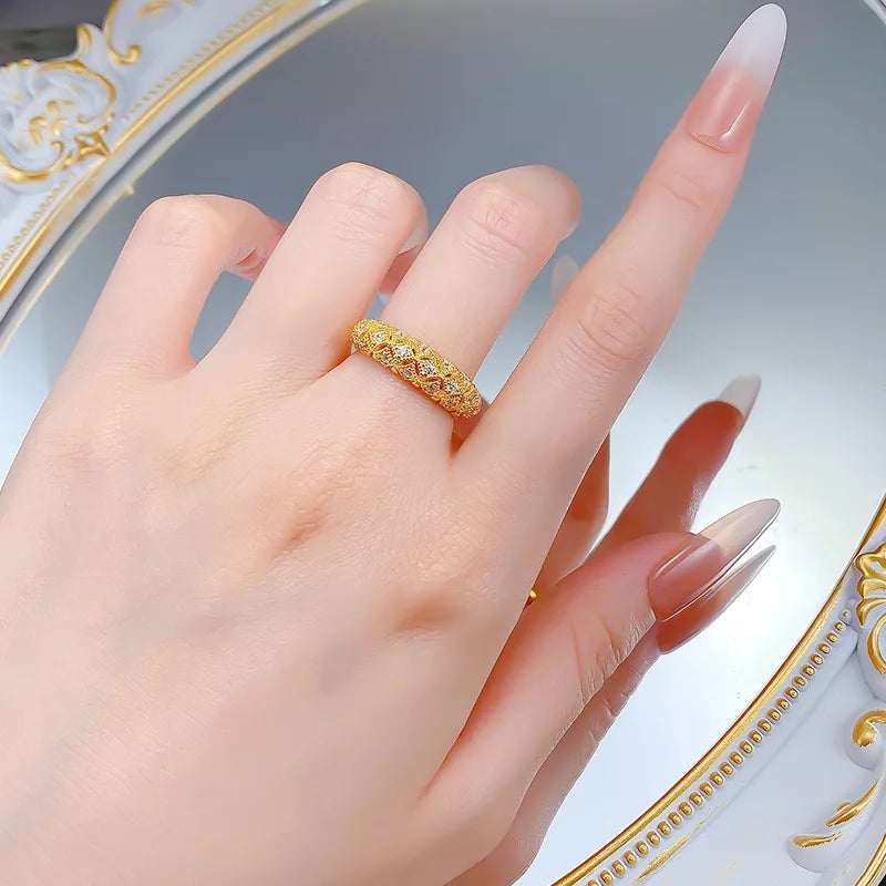 Luxury  Silver Ring – Gold Plated with Sparkling Stones - Aurora Adorn