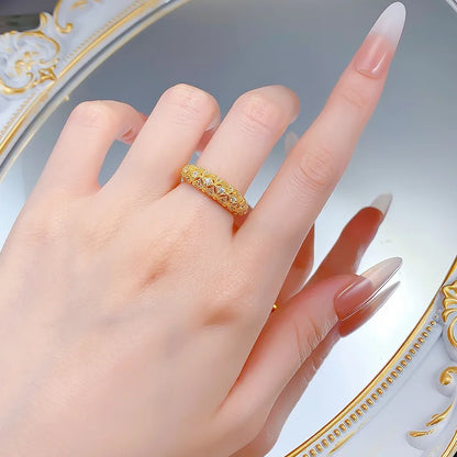 Luxury  Silver Ring – Gold Plated with Sparkling Stones - Aurora Adorn