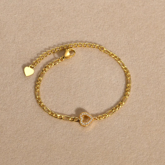 Heart Charm Bracelet – Silver Gold Plated Women’s Chain Jewelry